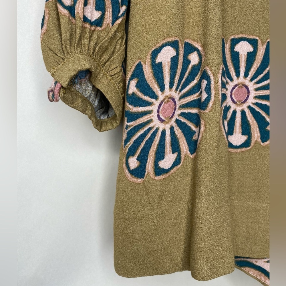 Free People NWOT Boho Green Long Sleeve Oversized Tunic Sz XS - Picture 5 of 8